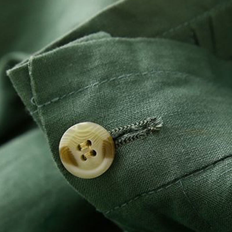Pantalones cortos de lino y algodón con botones y cremallera plisados ​​de color liso con Buddha Stones para mujer con bolsillos - image 18