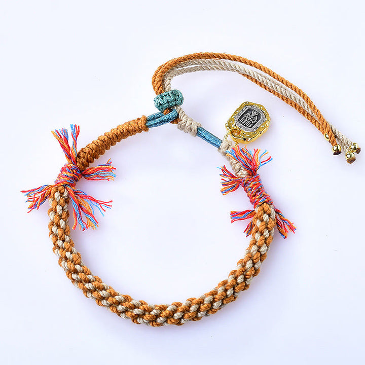 Pulsera de protección ajustable con Buddha Stones y cuerda de colores tibetanos de la diosa Zakiram de la riqueza
