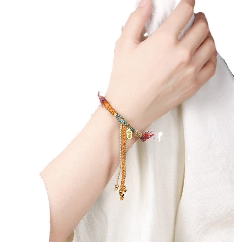 Pulsera de la suerte Nafu con borlas ajustables de cuerda de colores tejida a mano tibetana con Buddha Stones