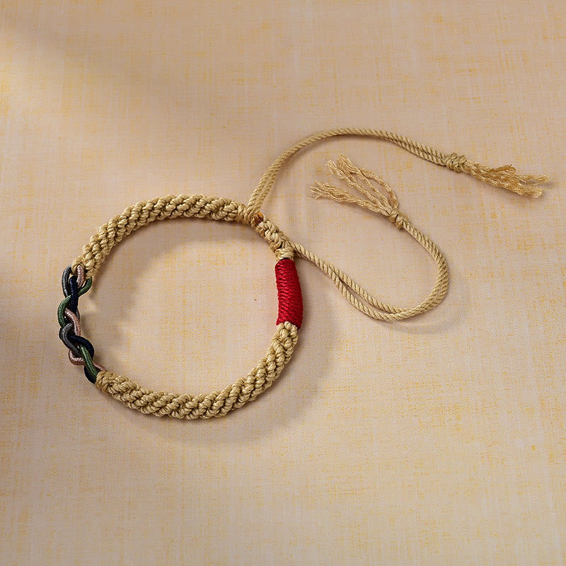 Pulsera de la suerte con cuerda de algodón frotada a mano tibetana con Buddha Stones
