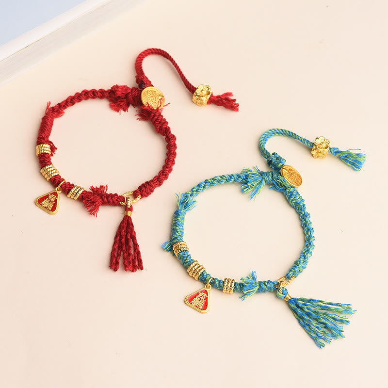 Pulsera de protección con borlas de flores y Buddha Stones de la diosa de la riqueza tibetana Zakiram