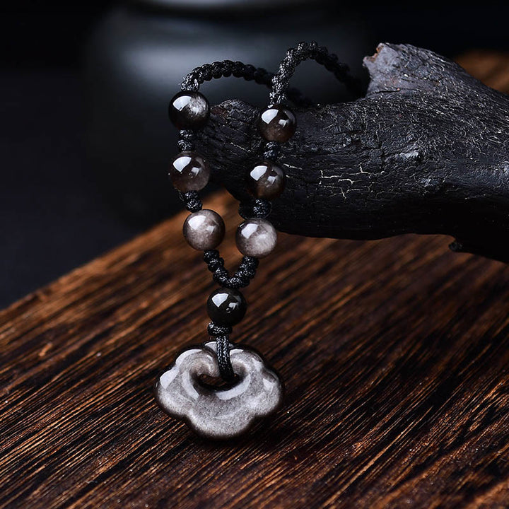 Buddha Stones con brillo plateado natural y nubes auspiciosas que protegen y calman