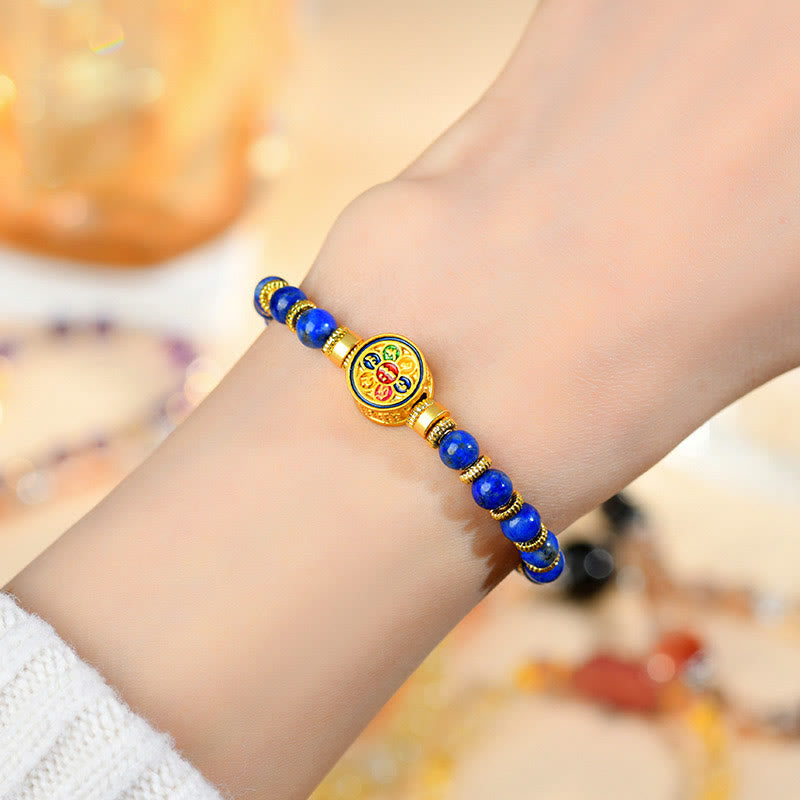 Pulsera de equilibrio de cuentas de Om Mani Padme Hum, lapislázuli Natural de Buddha Stones - image 3