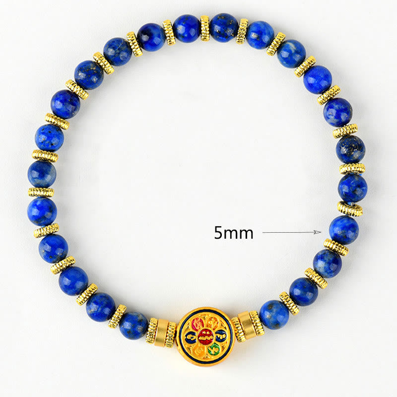 Pulsera de equilibrio de cuentas de Om Mani Padme Hum, lapislázuli Natural de Buddha Stones - image 7