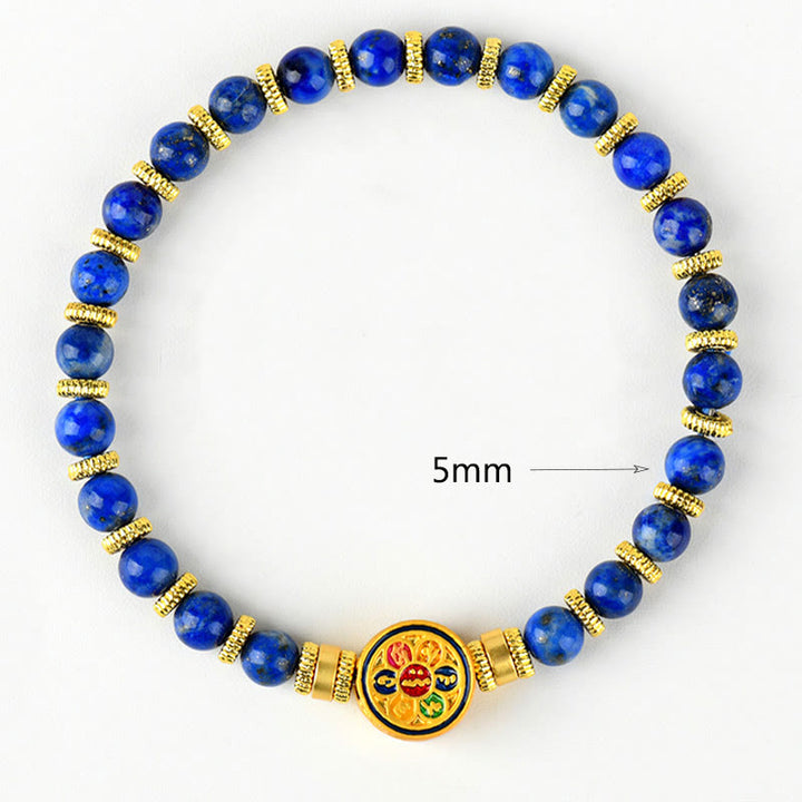 Pulsera de equilibrio de cuentas de Om Mani Padme Hum, lapislázuli Natural de Buddha Stones - image 7