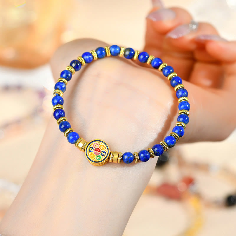 Pulsera de equilibrio de cuentas de Om Mani Padme Hum, lapislázuli Natural de Buddha Stones - image 4