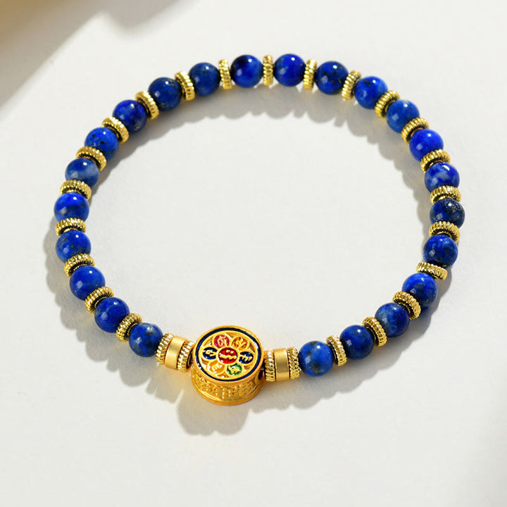 Pulsera de equilibrio de cuentas de Om Mani Padme Hum, lapislázuli Natural de Buddha Stones - image 9
