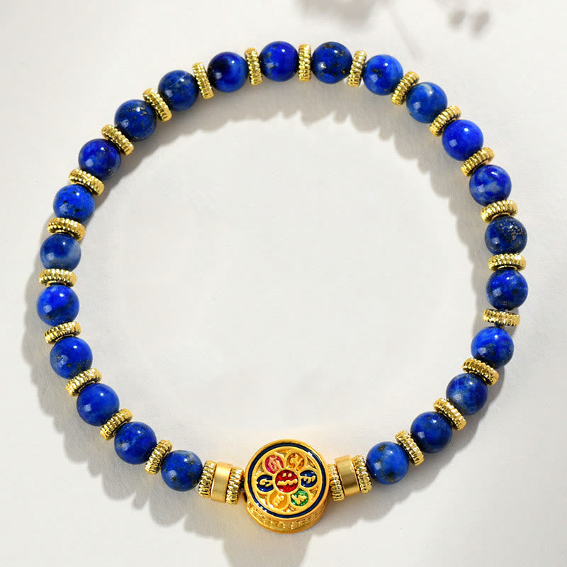 Pulsera de equilibrio de cuentas de Om Mani Padme Hum, lapislázuli Natural de Buddha Stones - image 2