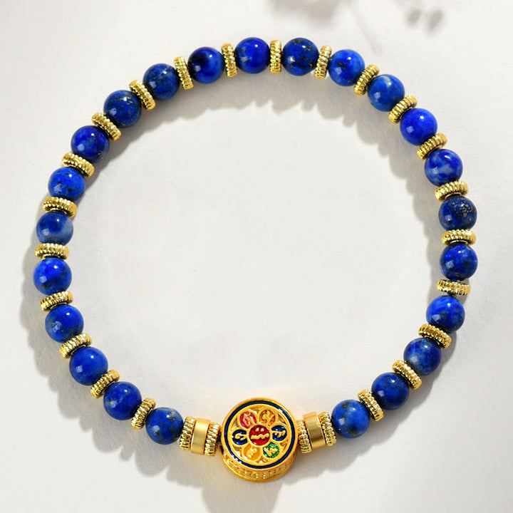 Pulsera de equilibrio de cuentas de Om Mani Padme Hum, lapislázuli Natural de Buddha Stones - image 2