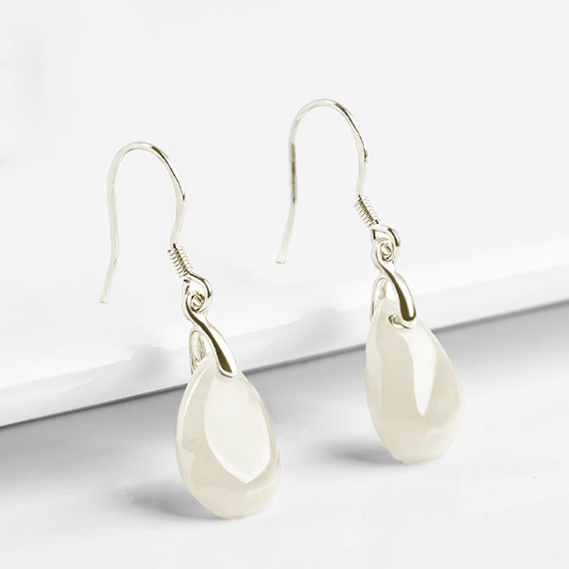 Pendientes colgantes de plata de ley 925 con Buddha Stones , diseño de gota de agua, suerte y prosperidad