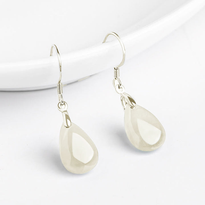 Pendientes colgantes de plata de ley 925 con Buddha Stones , diseño de gota de agua, suerte y prosperidad