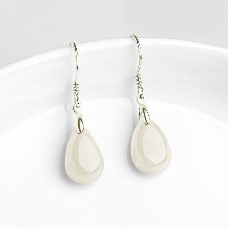 Pendientes colgantes de plata de ley 925 con Buddha Stones , diseño de gota de agua, suerte y prosperidad