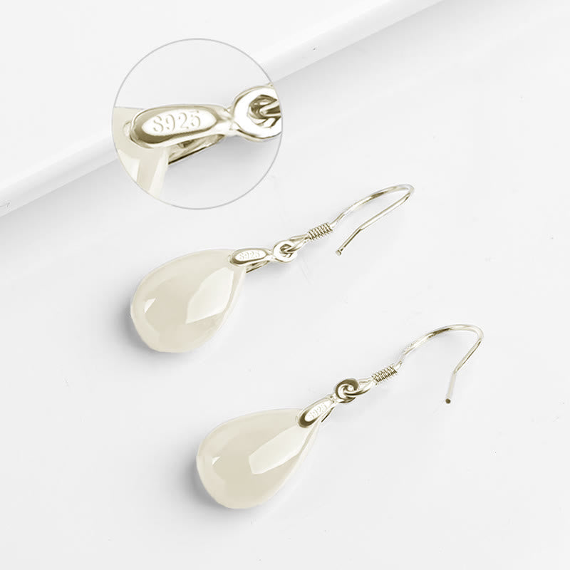 Pendientes colgantes de plata de ley 925 con Buddha Stones , diseño de gota de agua, suerte y prosperidad