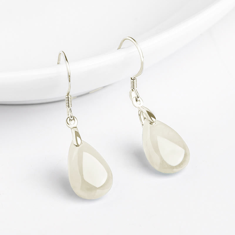 Pendientes colgantes de plata de ley 925 con Buddha Stones , diseño de gota de agua, suerte y prosperidad - image 1