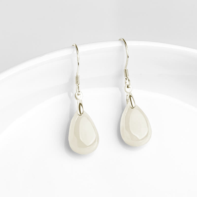 Pendientes colgantes de plata de ley 925 con Buddha Stones , diseño de gota de agua, suerte y prosperidad