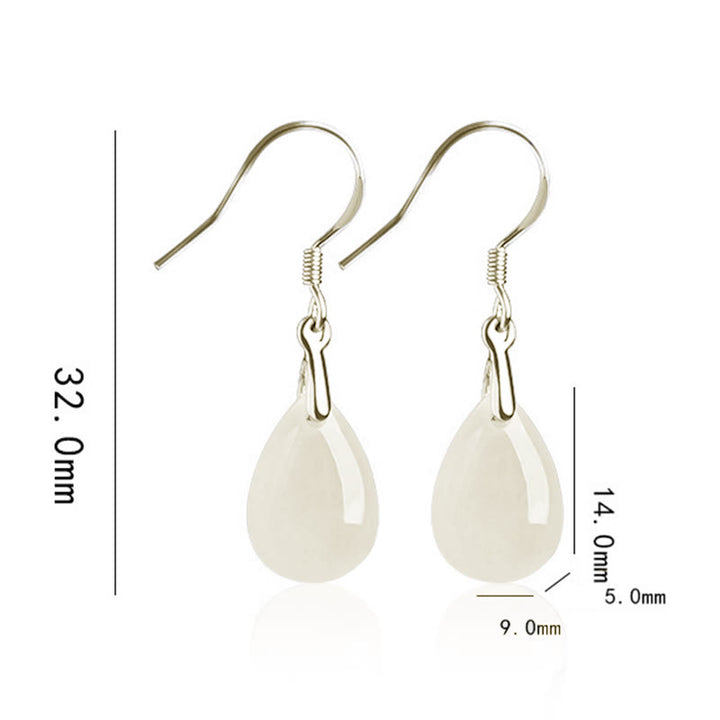 Pendientes colgantes de plata de ley 925 con Buddha Stones , diseño de gota de agua, suerte y prosperidad