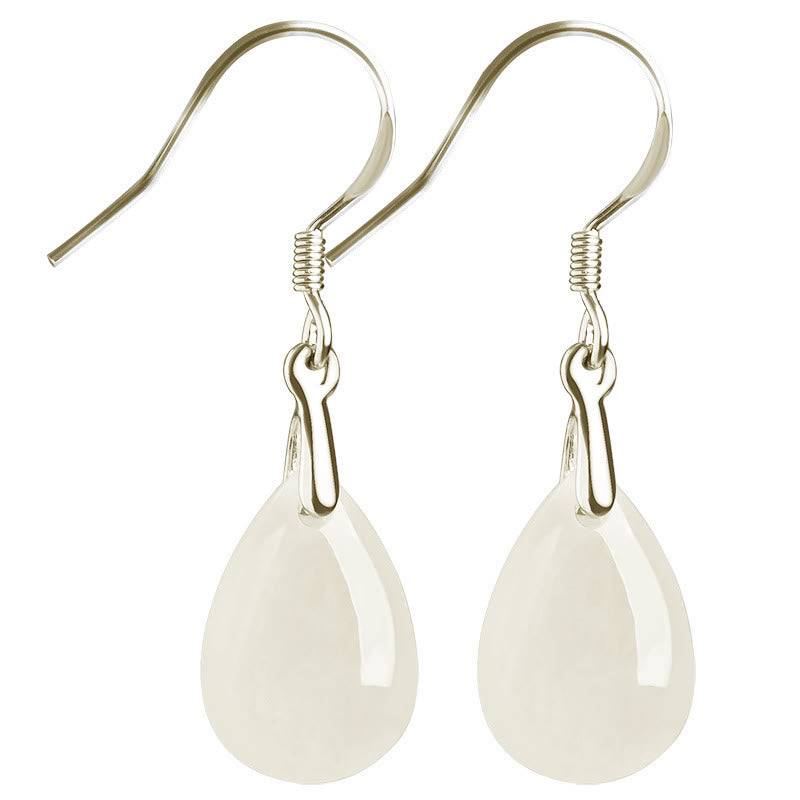 Pendientes colgantes de plata de ley 925 con Buddha Stones , diseño de gota de agua, suerte y prosperidad