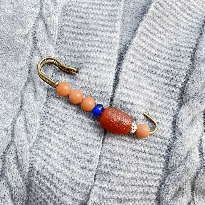 Broche de armonía tranquila con semillas de ágata y Buddha Stones Bodhi