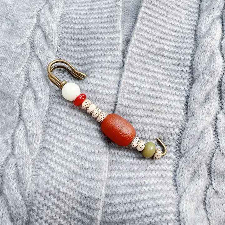 Broche de armonía tranquila con semillas de ágata y Buddha Stones Bodhi