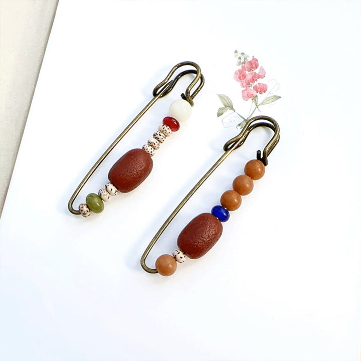 Broche de armonía tranquila con semillas de ágata y Buddha Stones Bodhi
