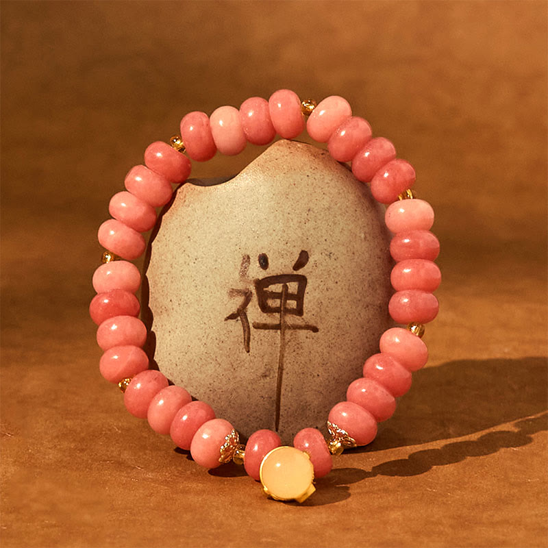 Pulsera curativa con cuentas de gato de la suerte de jade cian y cuarzo fresa y Buddha Stones - image 5