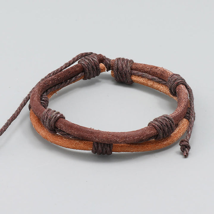 Pulsera de cuerda de cáñamo tejida a mano con cuero vintage y Buddha Stones