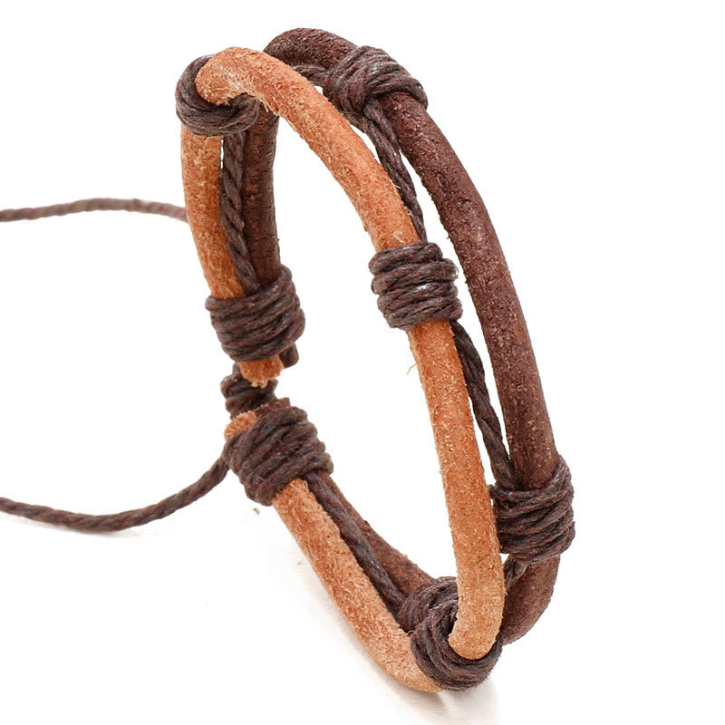 Pulsera de cuerda de cáñamo tejida a mano con cuero vintage y Buddha Stones