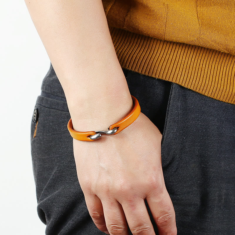 Pulsera de cuero vintage con hebilla de resistencia simple y Buddha Stones