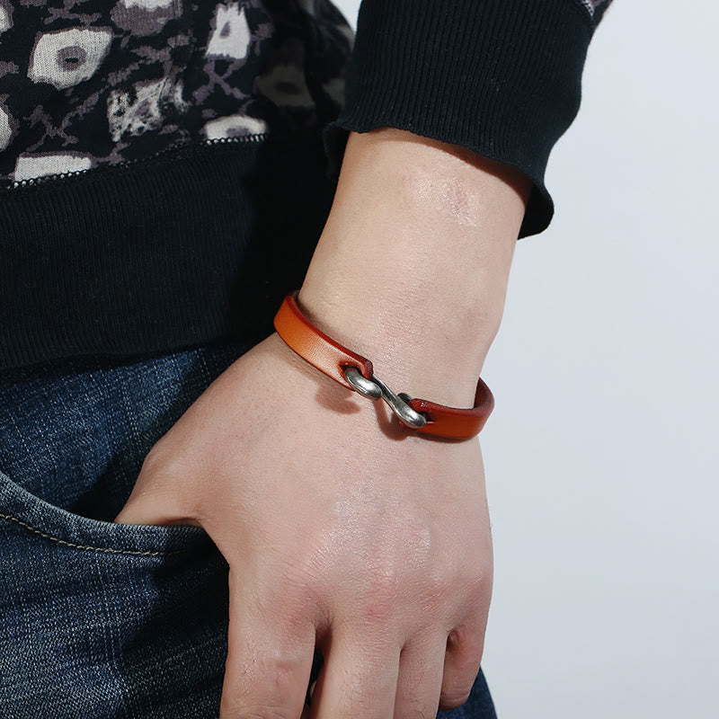 Pulsera de cuero vintage con hebilla de resistencia simple y Buddha Stones