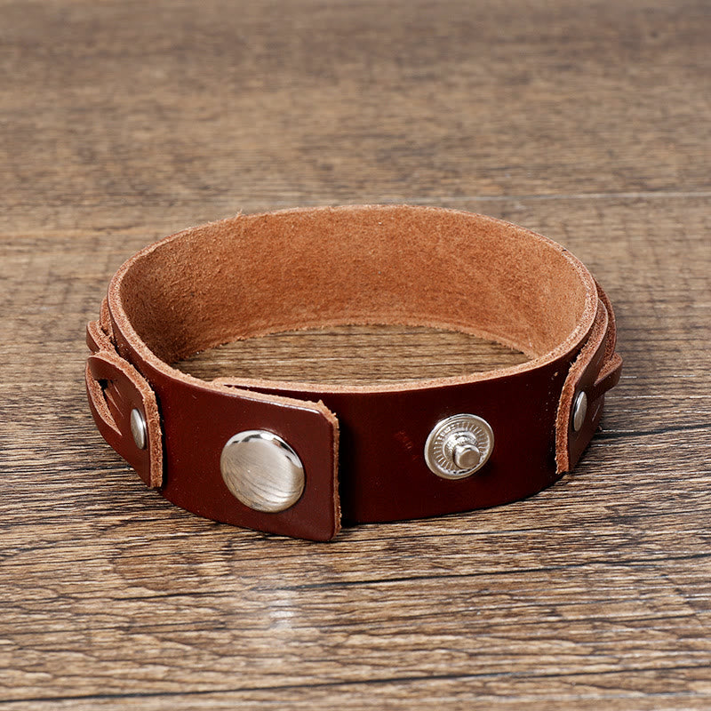 Pulsera reforzada con hebilla ajustable de cuero tejido vintage con Buddha Stones