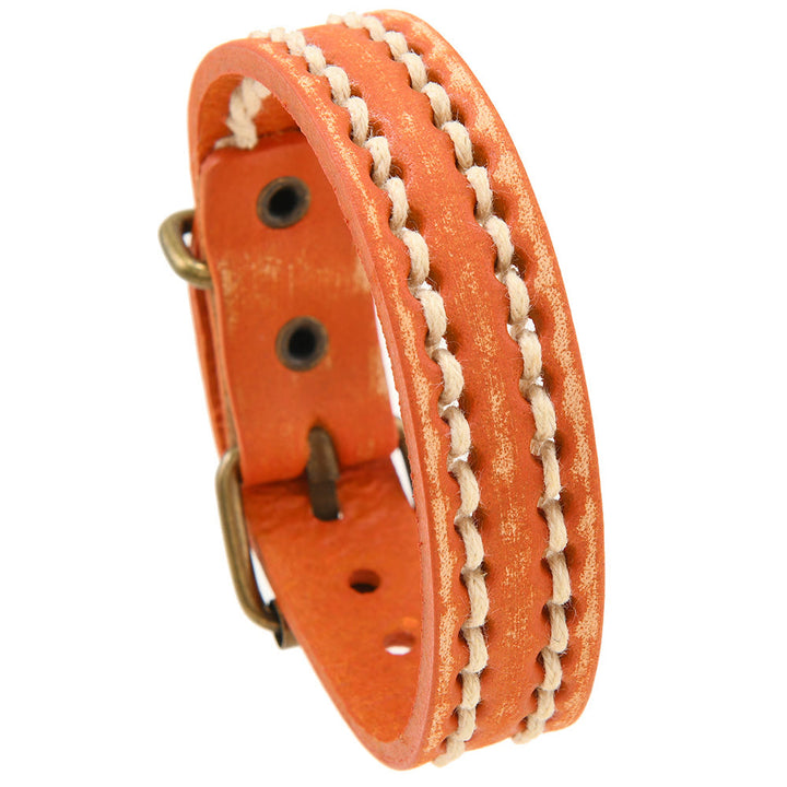 Pulsera de cuero ajustable con hebilla reforzada y Buddha Stones