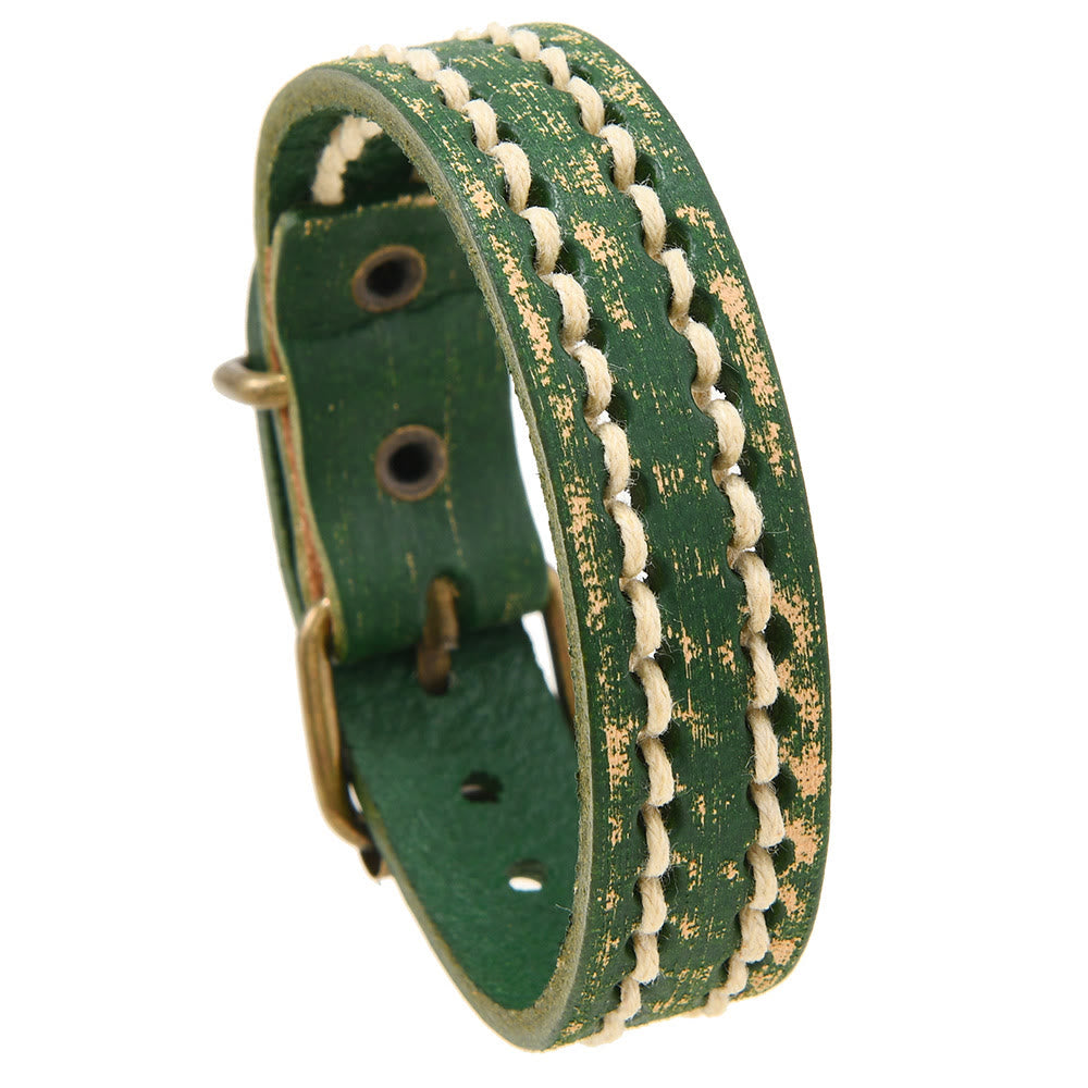 Pulsera de cuero ajustable con hebilla reforzada y Buddha Stones