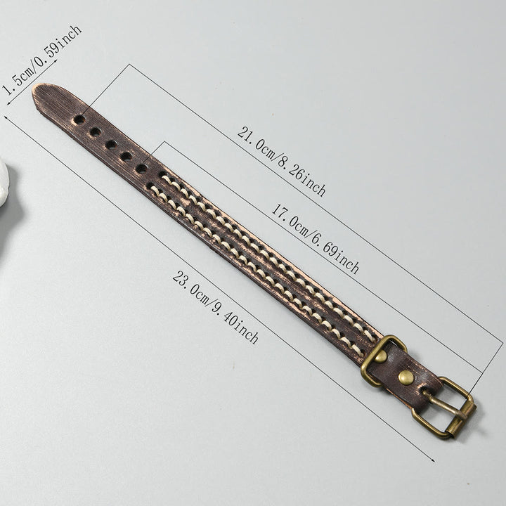 Pulsera de cuero ajustable con hebilla reforzada y Buddha Stones