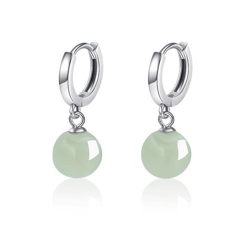 Pendientes de prosperidad con cuentas redondas de jade y Buddha Stones