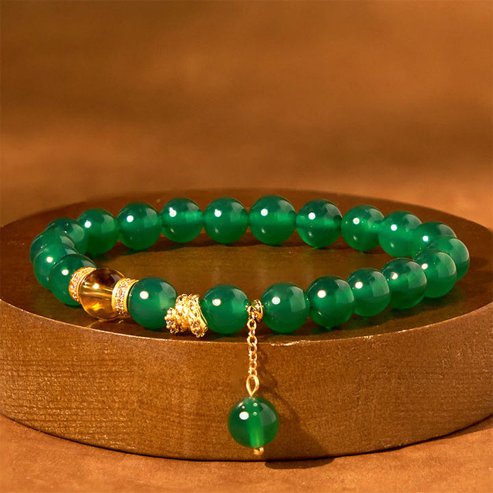 Pulsera de poder de citrino y ágata verde del año de la serpiente con Buddha Stones