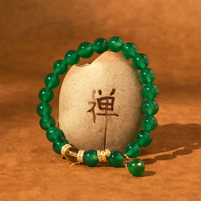 Pulsera de poder de citrino y ágata verde del año de la serpiente con Buddha Stones