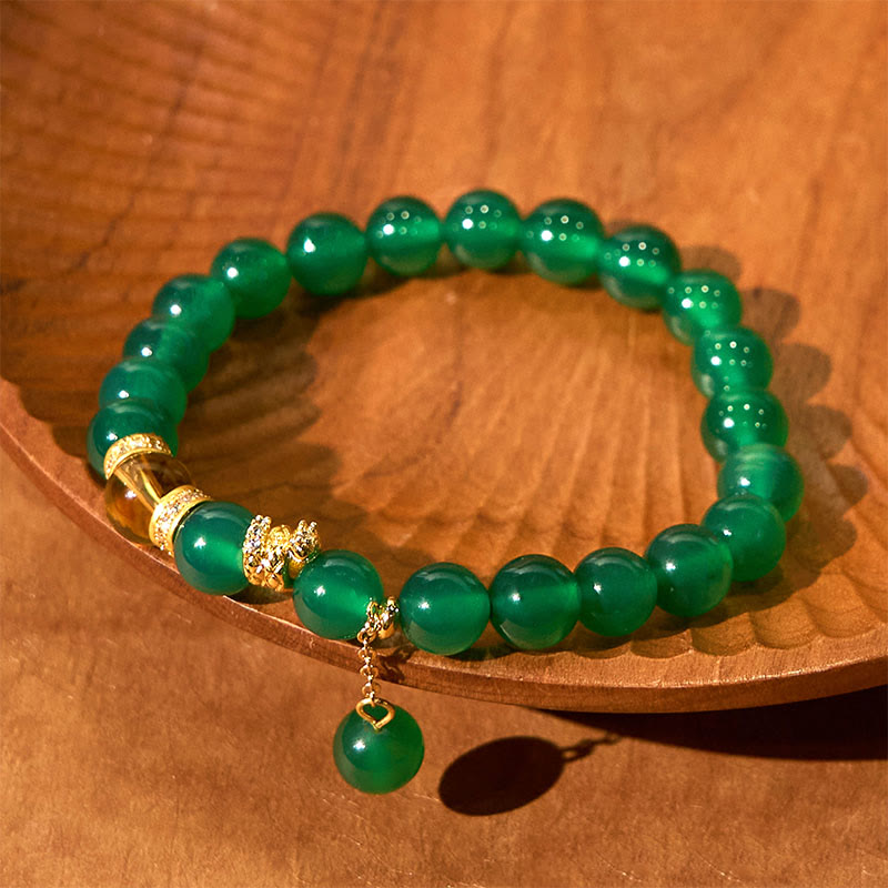 Pulsera de poder de citrino y ágata verde del año de la serpiente con Buddha Stones