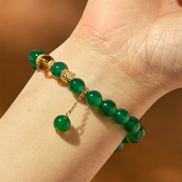 Pulsera de poder de citrino y ágata verde del año de la serpiente con Buddha Stones
