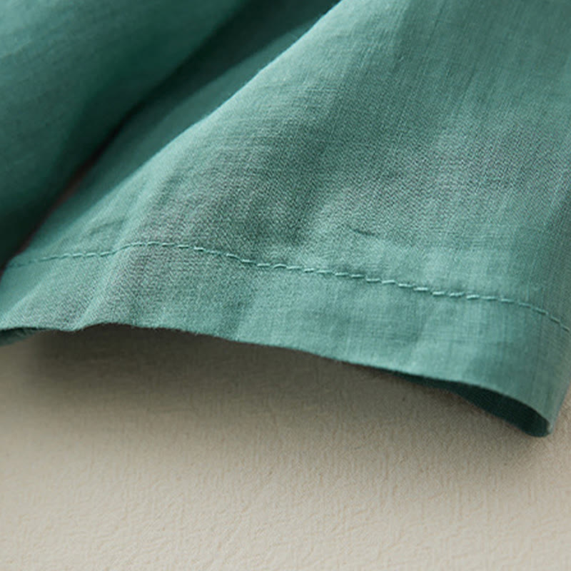 Camisa de lino y algodón con mangas tres cuartos y diseño de plantas bordadas para mujer con Buddha Stones - image 25