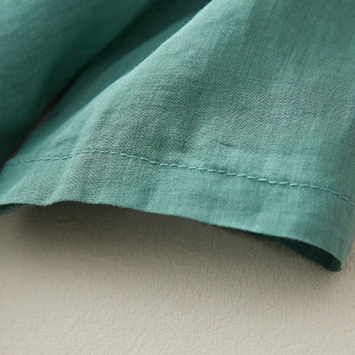 Camisa de lino y algodón con mangas tres cuartos y diseño de plantas bordadas para mujer con Buddha Stones - image 25