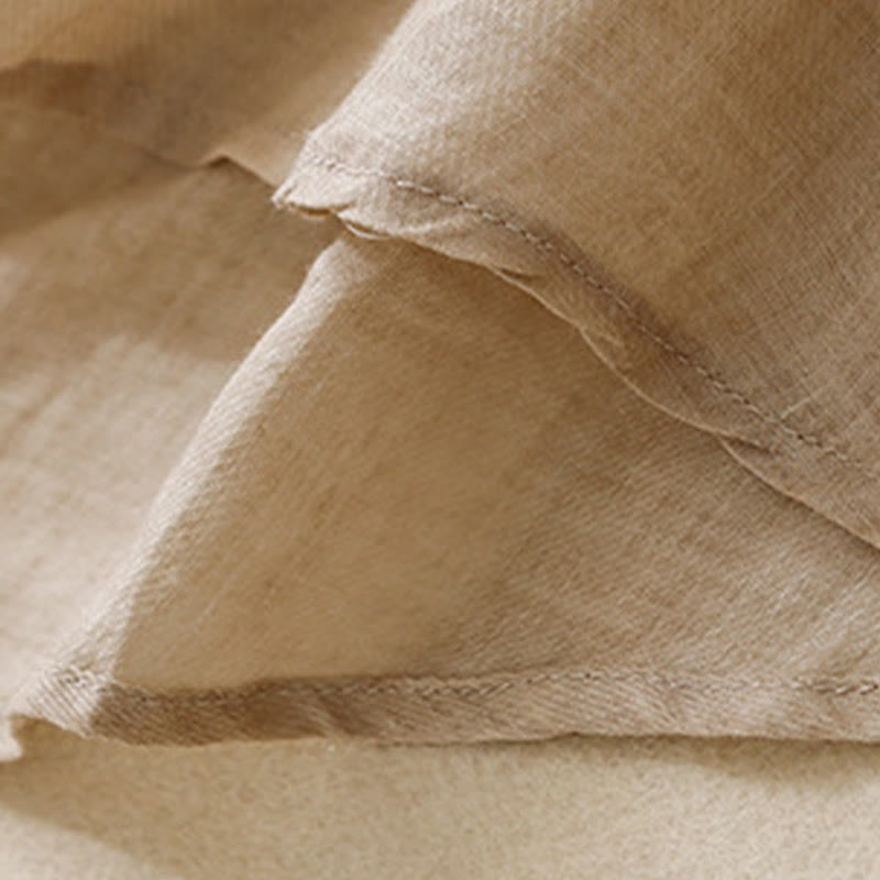 Camisa de lino y algodón para mujer con diseño informal de plantas bordadas y cuello alto, manga tres cuartos, con Buddha Stones - image 21