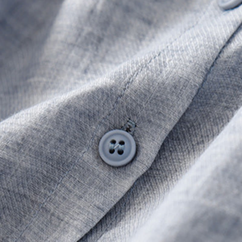 Camisa de lino y algodón para mujer con diseño informal de plantas bordadas y cuello alto, manga tres cuartos, con Buddha Stones - image 25