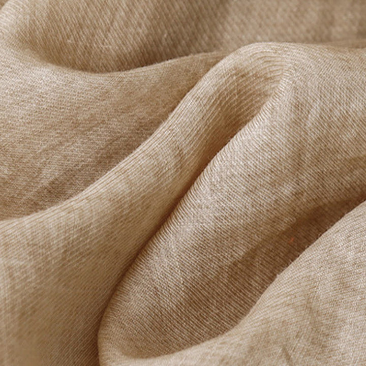 Camisa de lino y algodón para mujer con diseño informal de plantas bordadas y cuello alto, manga tres cuartos, con Buddha Stones - image 19