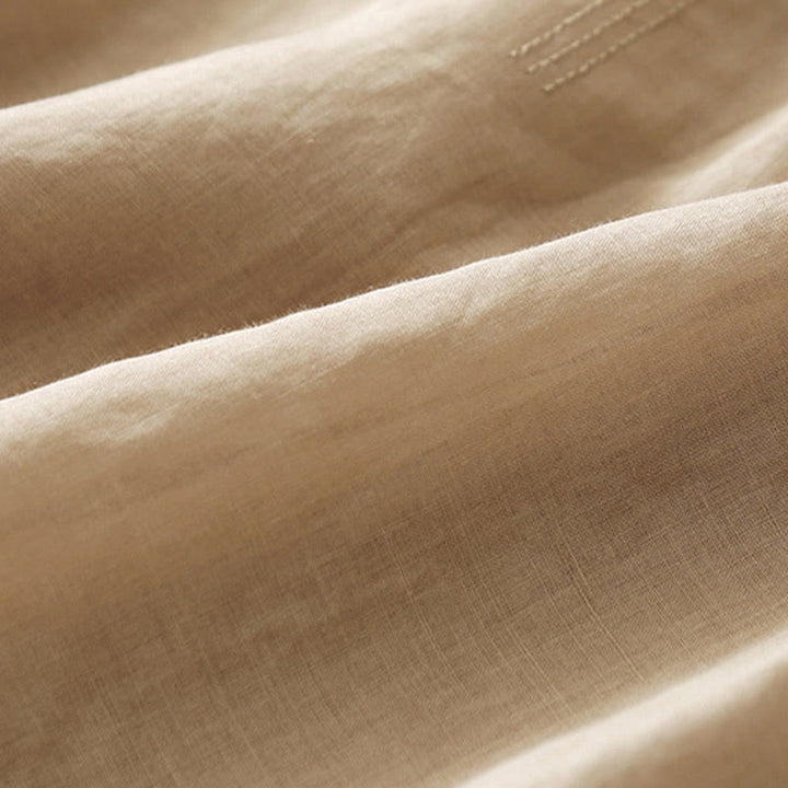 Camisa de lino y algodón de media manga holgada con diseño de escote en V y flores bordadas para mujer con Buddha Stones - image 20