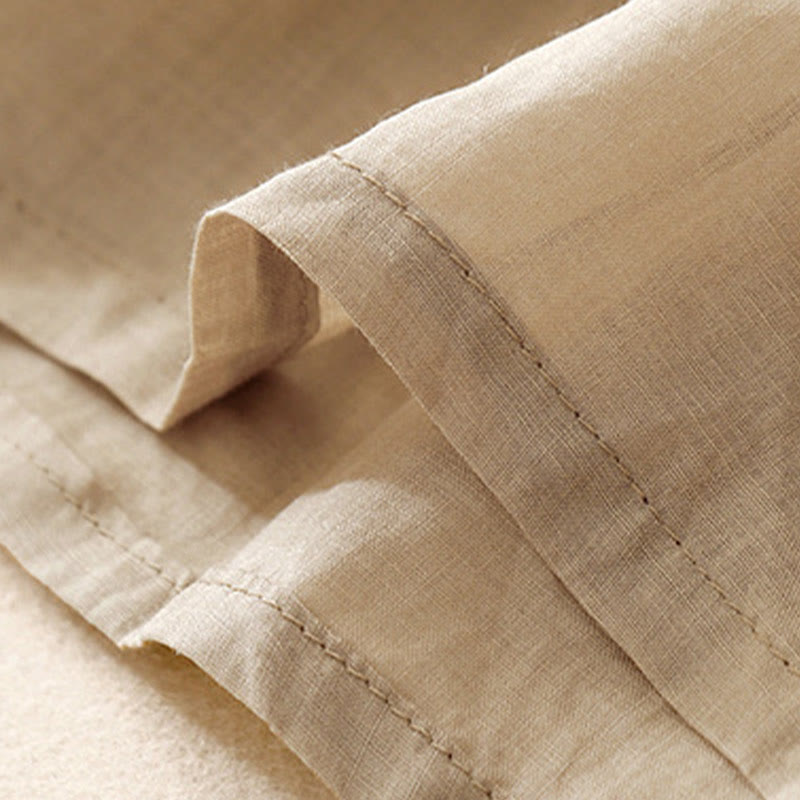 Camisa de lino y algodón de media manga holgada con diseño de escote en V y flores bordadas para mujer con Buddha Stones - image 17