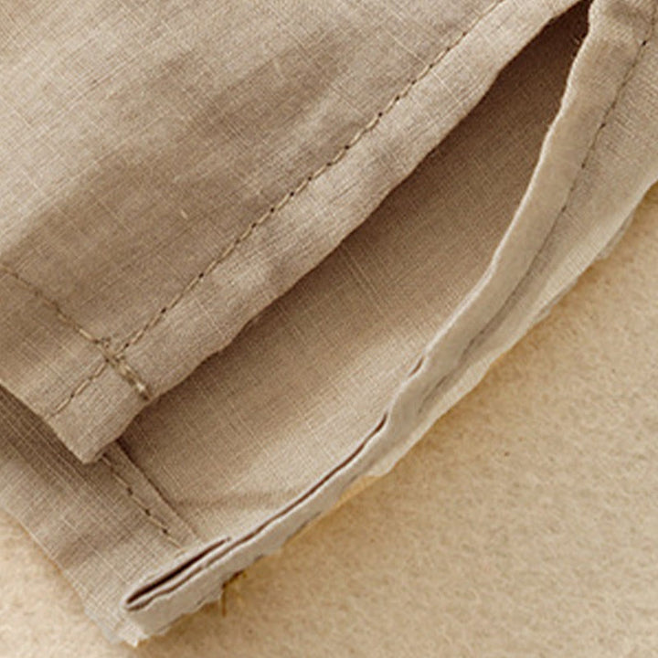 Camisa de lino y algodón de media manga holgada con diseño de escote en V y flores bordadas para mujer con Buddha Stones - image 18