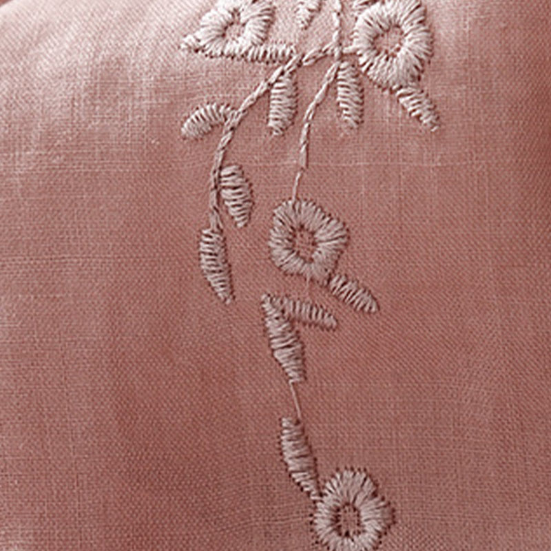 Camisa de lino y algodón de media manga holgada con diseño de escote en V y flores bordadas para mujer con Buddha Stones - image 8