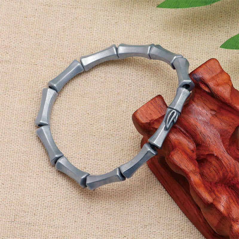 Pulsera de aleación con diseño de bambú y Buddha Stones