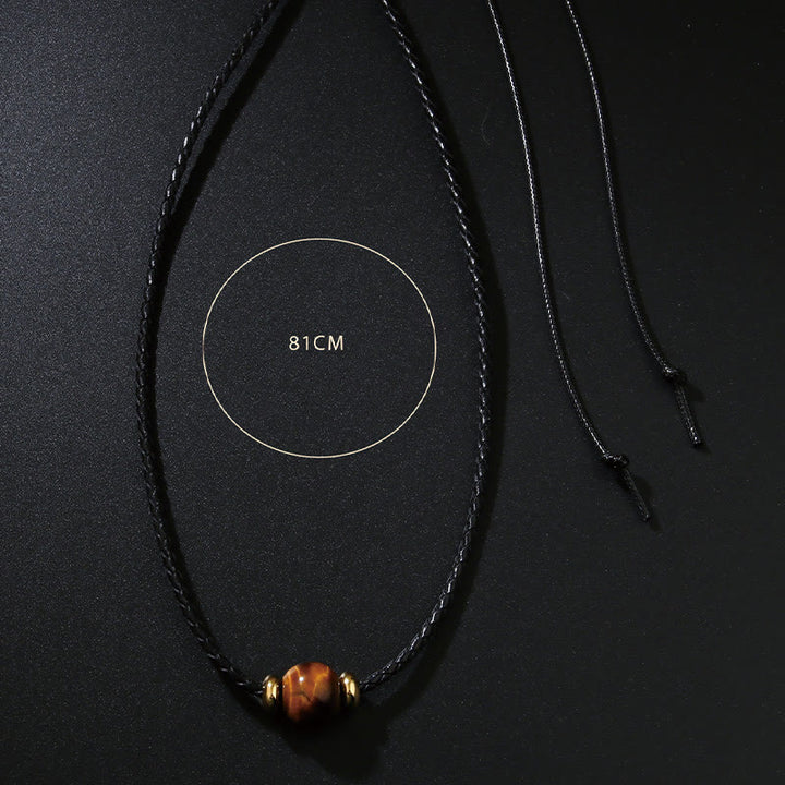 Collar con colgante de cuerda de cera con cuentas de ojo de tigre natural y Buddha Stones