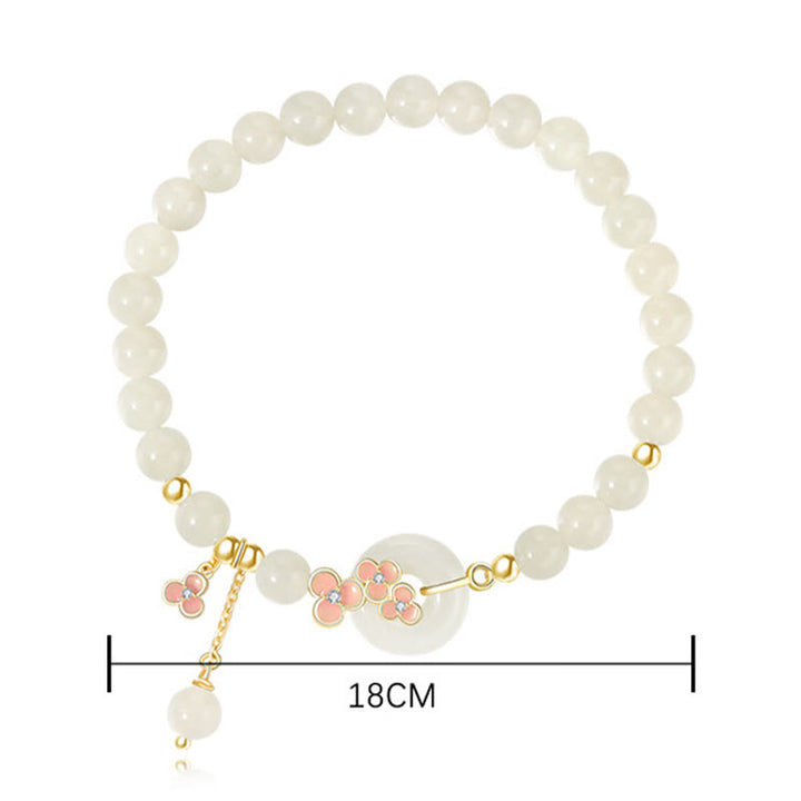 Pulsera con colgante de plata de ley 925 con Buddha Stones , jade hetiano natural, flor de melocotón, hebilla de la paz, circón, suerte - image 2